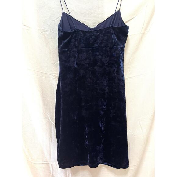 Urban Outfitters Crushed Navy Blue Velvet Mini Slip Dress Medium Y2K Minimalist - Picture 8 of 10